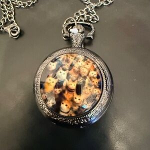 Cat watch necklace